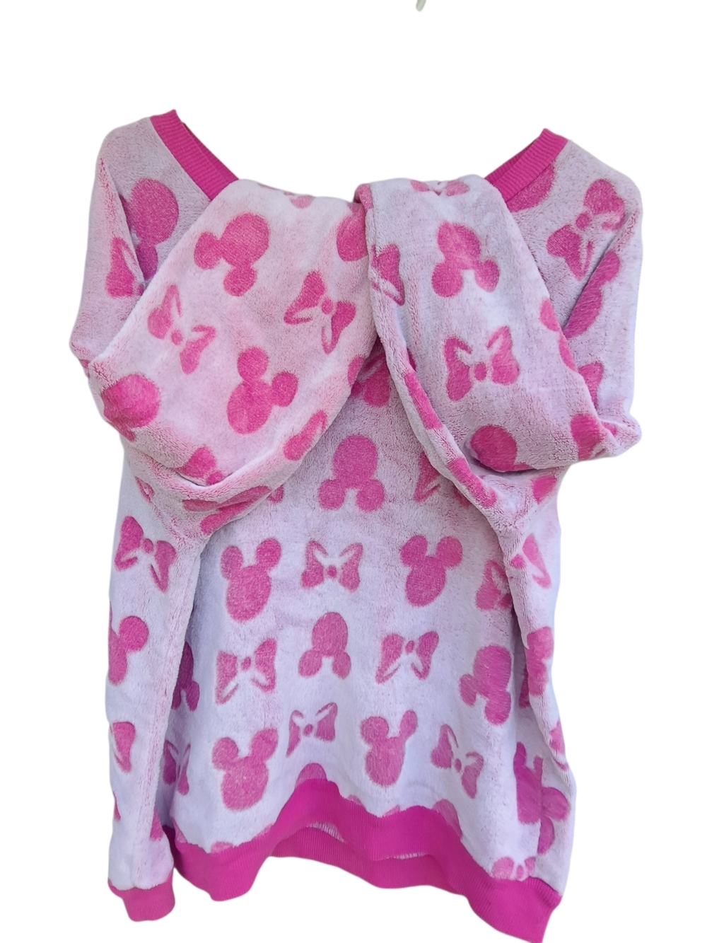 Disney Minnie Mouse Fleece Pullover Pink White XL Cozy Sweatshirt - Picture 3 of 8